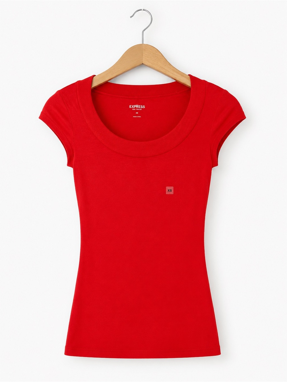Express Orange Scoop Neck Cap Sleeve Tee
